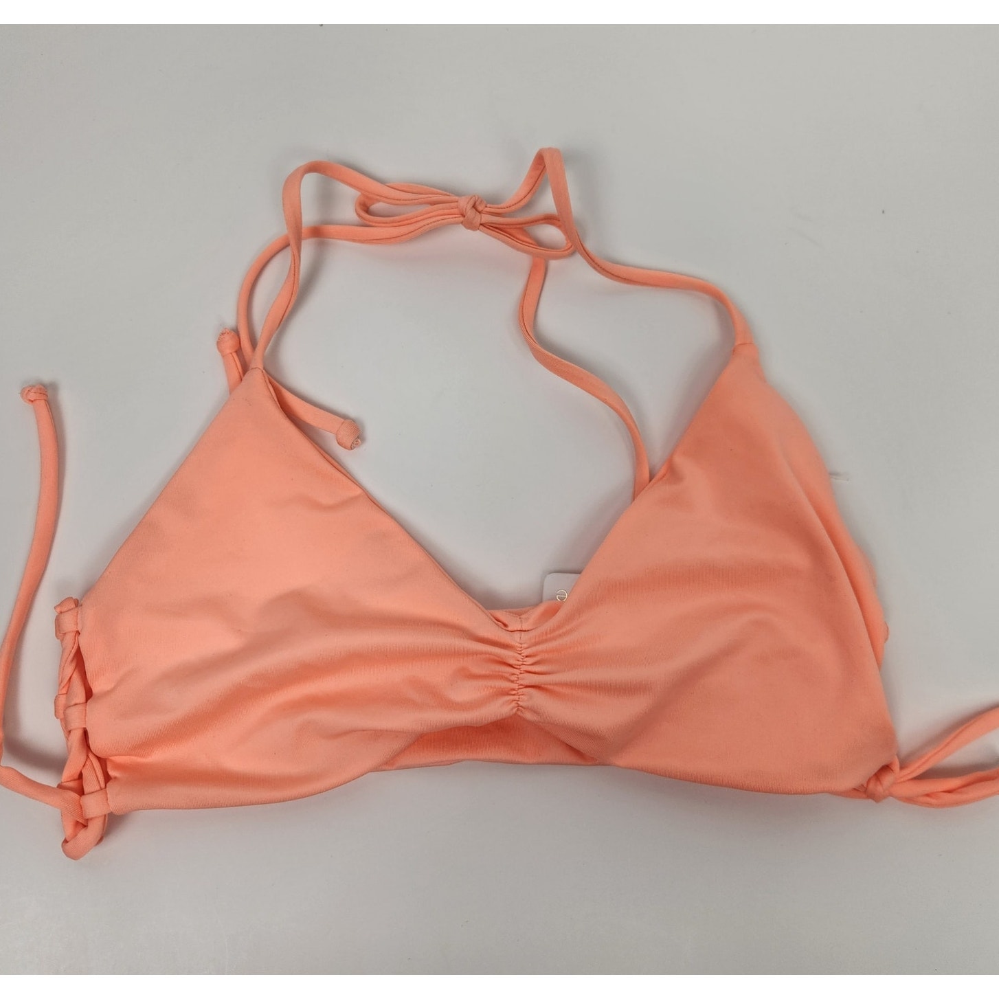 L*Space Gwen Bikini Top In Bright Orange Size Small Lace Up Sides Nwt